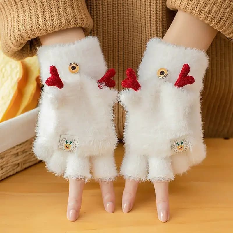 Rugiada invernale delle dita per mantenere caldo la versione coreana dei graziosi guanti da ciclismo con vibrazione del fumetto in peluche spesso e velluto a mezze dita