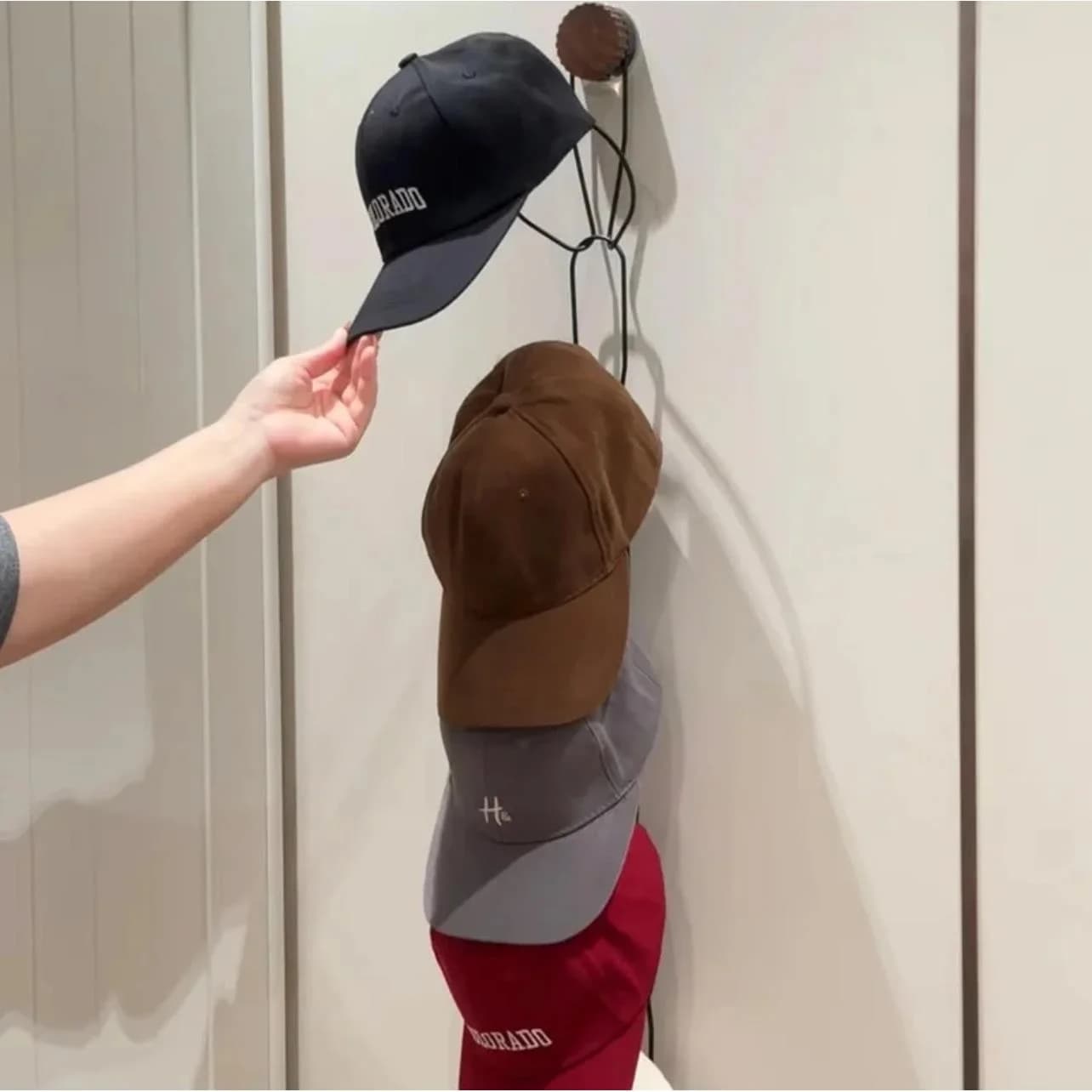 Hook hanger in walnut wood with suction cup, scarves and bags, door organizer without drilling, metal