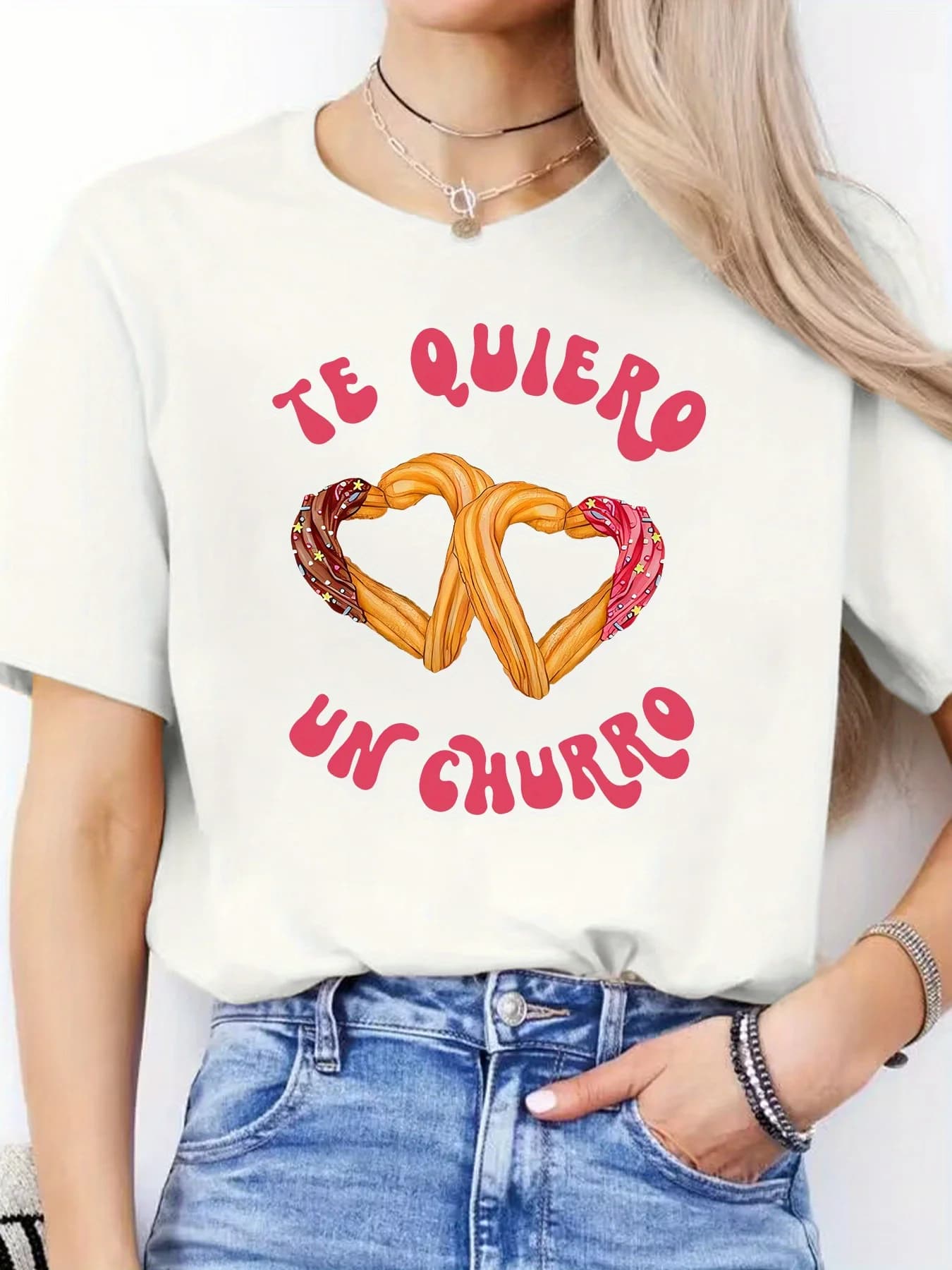 Women's Spanish Alphabet Print T-Shirt Spanish Language Learning Sleeve Round Neck Blouse Spanish Class Casual Attire