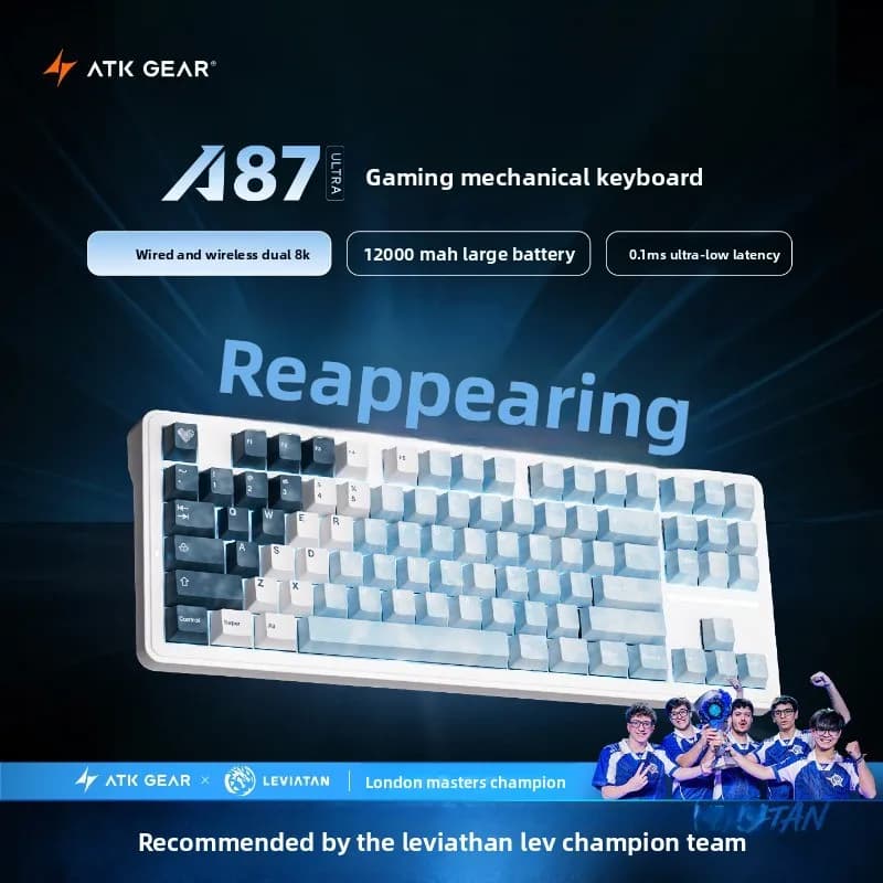 ATK A87/ A87Ultra Tri‑Mode 87‑Keys Mechanical Keyboard,12000mAh HIFI Mahjong Sound RGB Gaming Keyboard PC Peripheral