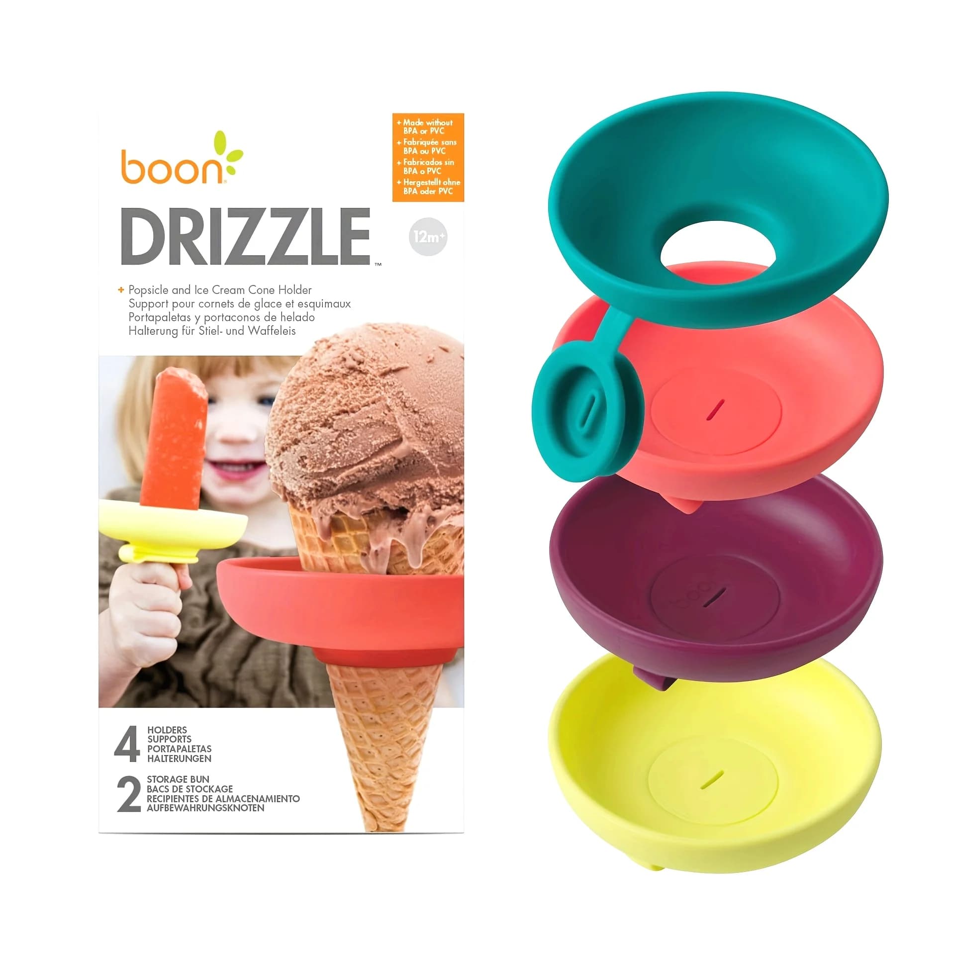 4 staffe a prova di perdite per gelato estivo in silicone, stampo a prova di perdite per bambini antigoccia adatto per feste di ghiaccioli di compleanno