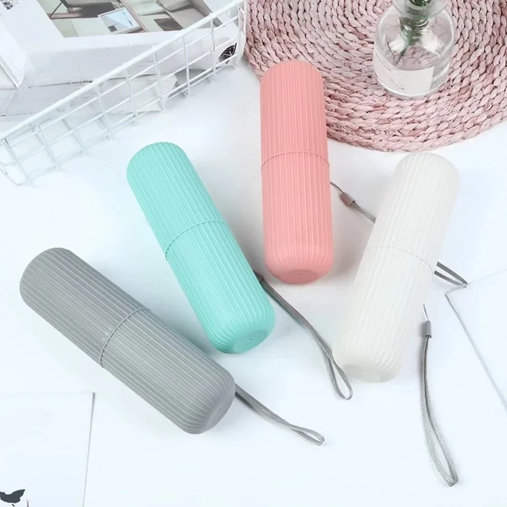kkjoy Travel Portable Toothbrush Holder with Toothpaste Storage Case Bathroom Organizer Cup for On-the-Go Toiletries