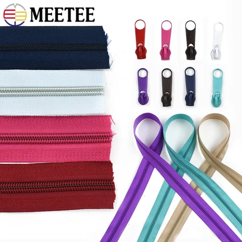 5/20 set Meetee 3 # 5 # Cerniere in nylon con estrattore per cerniere per chiusura tascabile Kit di riparazione per cerniere per decorazioni per borse con cerniera Accessori per cucito fai-da-te