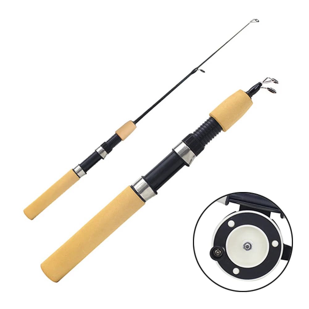 Canna da Pesca sul Ghiaccio Portatile con Mulinello per Pesca Invernale