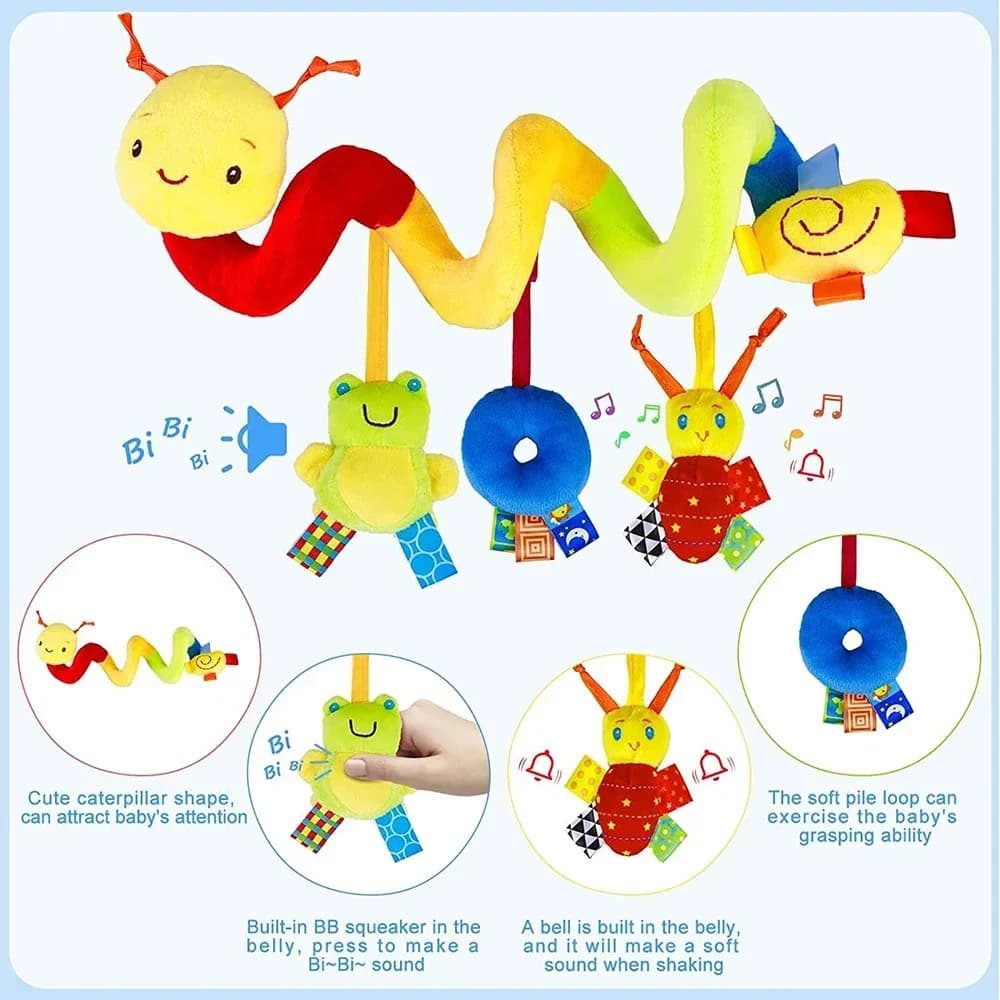 Passeggino a spirale Giocattoli Neonato Peluche Appeso Bambino Morbido Sonaglio Giocattoli Sensoriali Culla Mobile Culla per Neonati Ragazzi Ragazze Regali Ideali