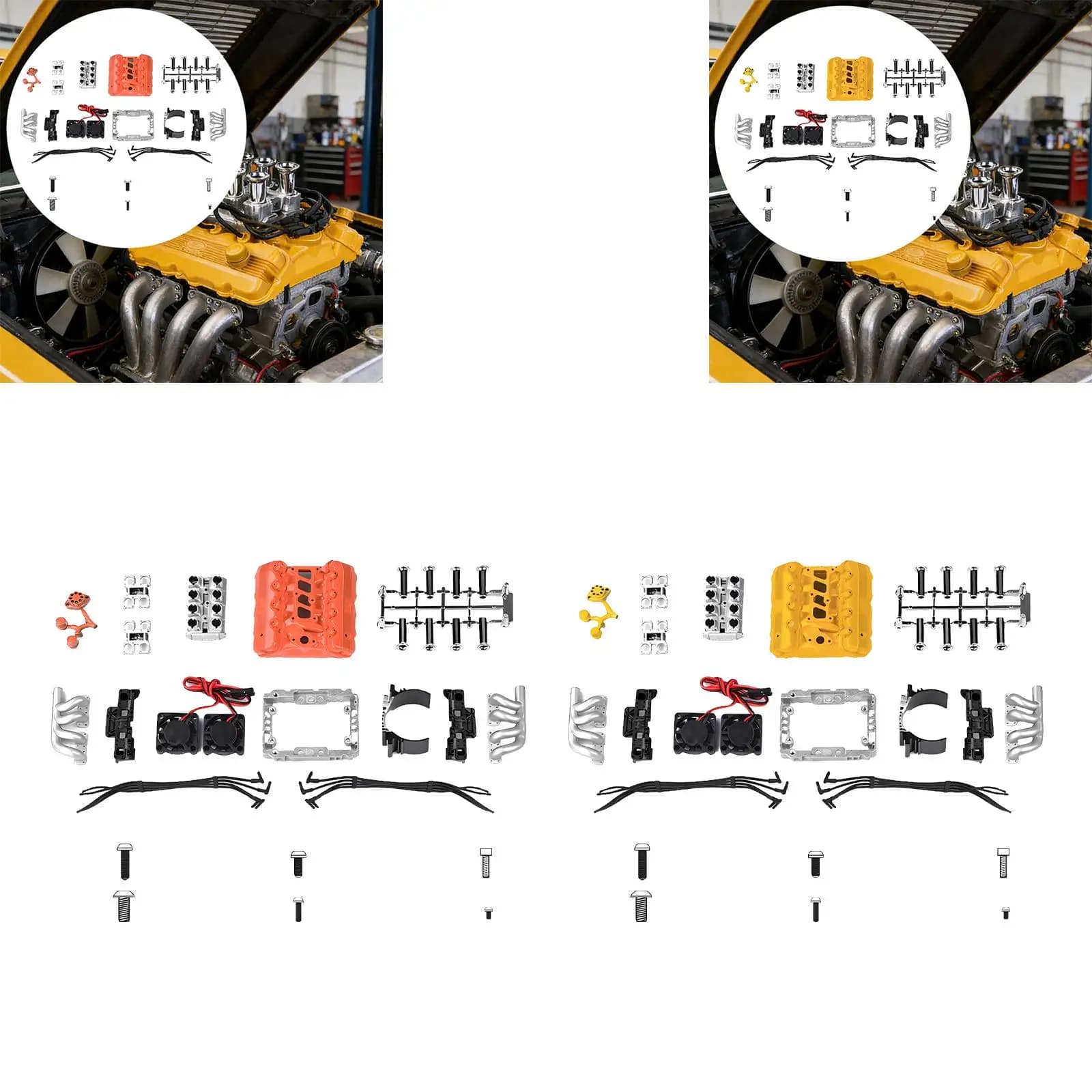 Ventola di raffreddamento cofano motore RC V8 per modellini RC 1:10, accessori realistici, robusti e ad alte prestazioni