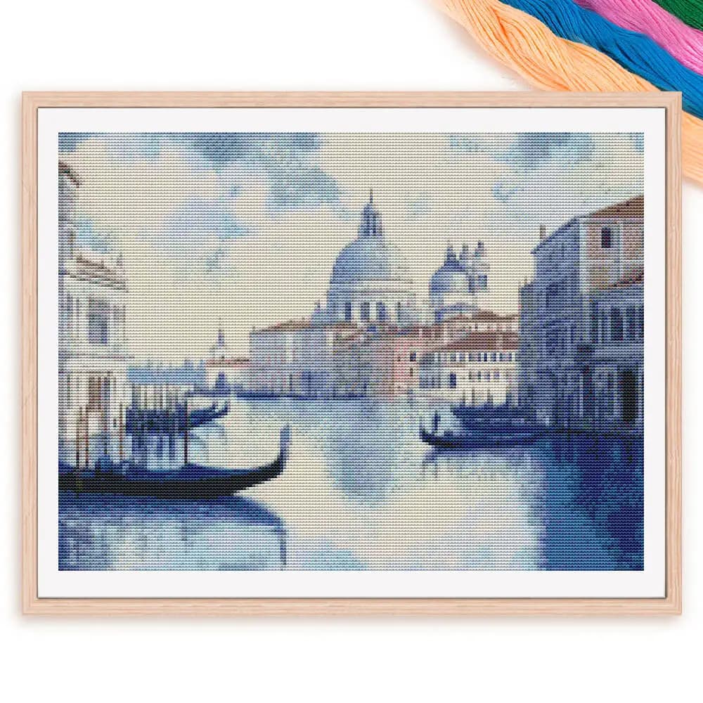 Full Embroidery 11CT Cotton Cross Stitch Venice River Boat New Complete Kit Home Decoration Handmade Gift