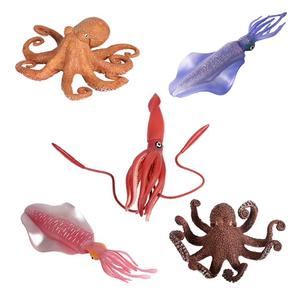 Animali marini Polpo di plastica Pesce d'inchiostro Figure Giocattolo di calamari Vita marina Figurine di animali Action Figure Regali per bambini Giocattoli per bambini Giochi
