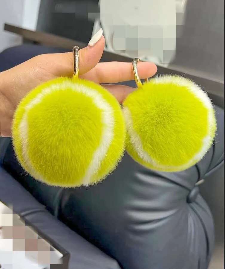 Portachiavi con pompon palla da Tennis peloso portachiavi in vera pelliccia di coniglio Rex Fluffy Women Girl Unisex Men Bag Charm