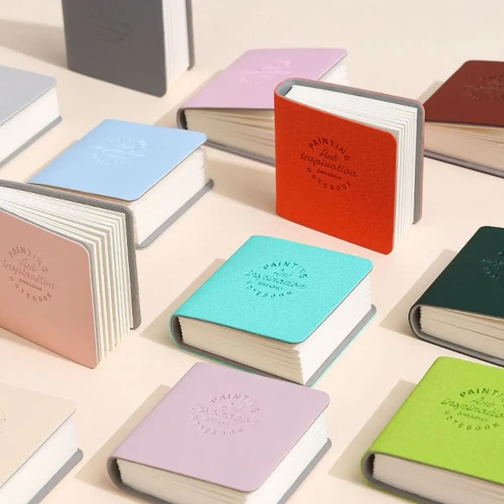 3Pcs Thick Drawing Paper Mini Drawing Book Unlined PU Leather Cover Miniature Sketchbook Compact Blank Paper