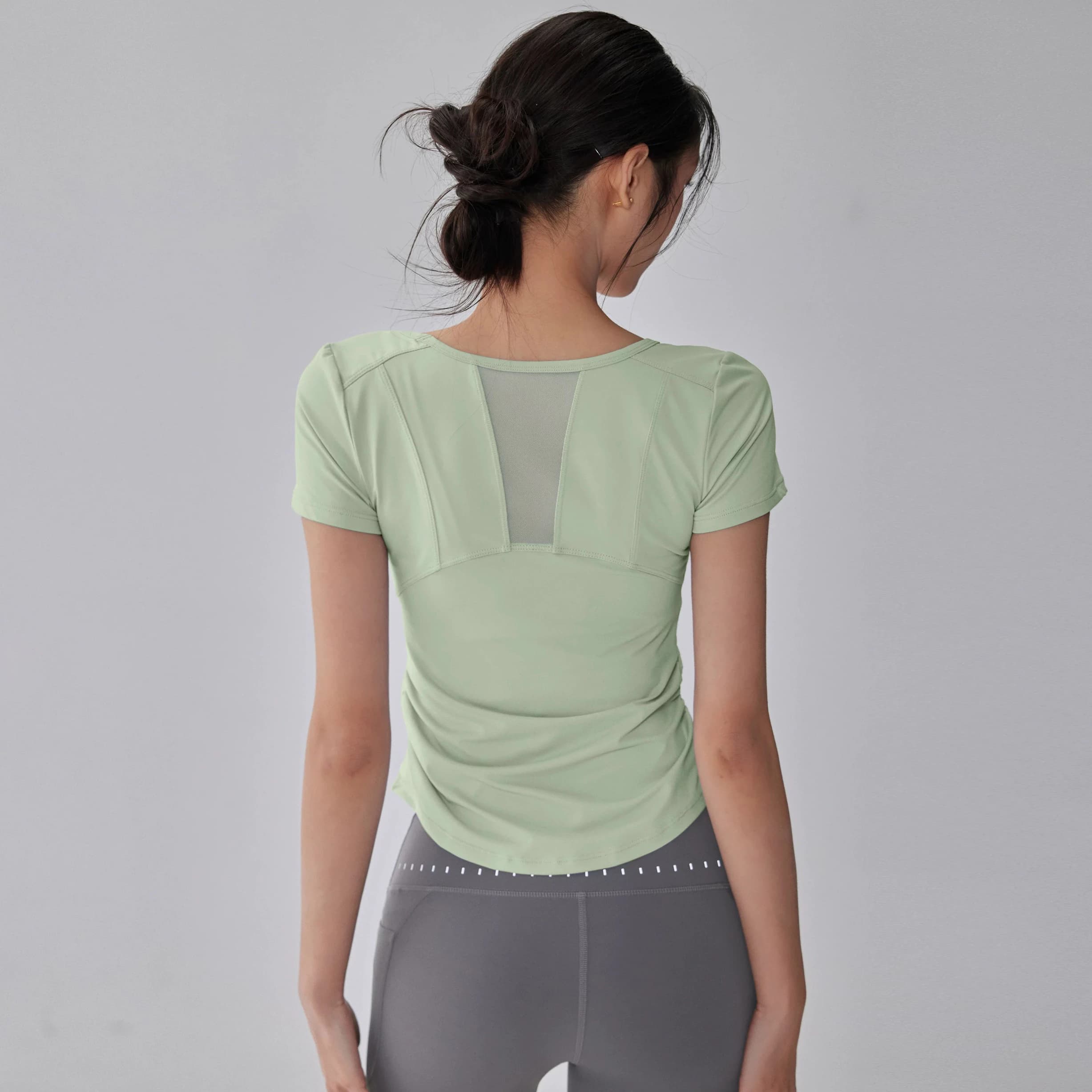 Summer Subtle Sensation Nude Breathable Short Sleeved Sports Yoga Jumpsuit Fitness Jumpsuit Trained T-shirt Pilates Drying Closure Speed