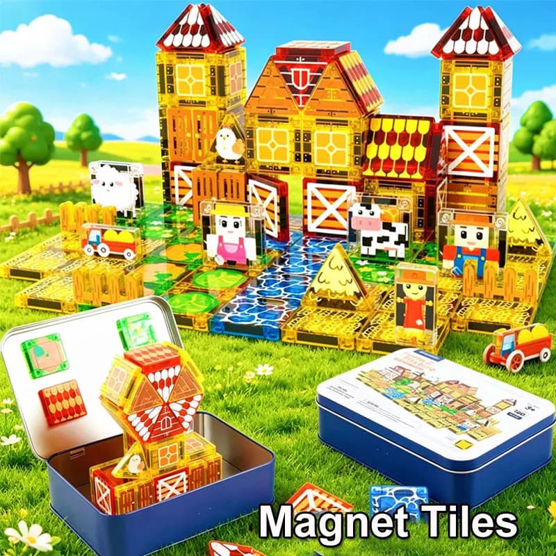 Magnetic Building Blocks Magnet Designer Construction Set with Portable Iron Box Mini Magnetic Tile Educational Magnet Toys Gift