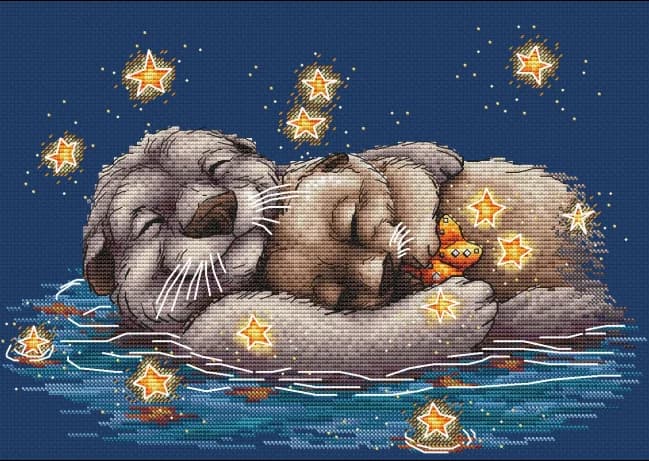 Set cross-stitch cross-stitch set cross stitch set 28ct 11ct 14ct 32ct Metallic aida beavers sleeping under the stars