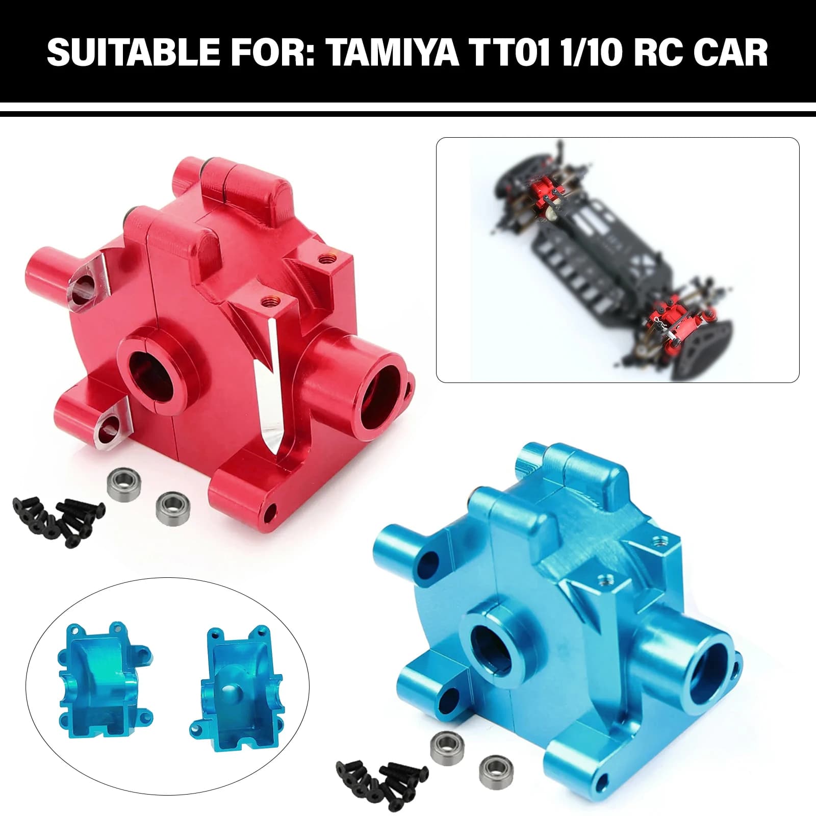 TT-01 Custodia cambio in metallo per 1/10 RC Tamiya TT01