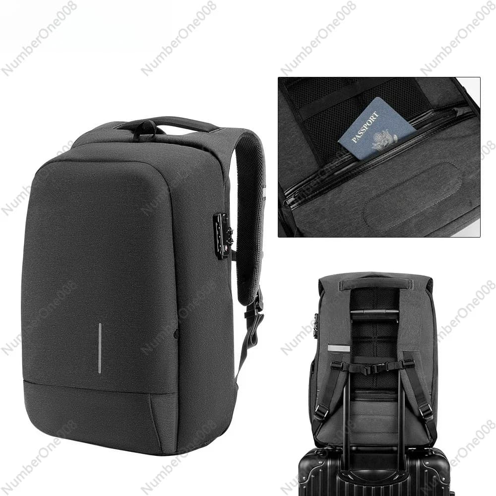 Men's Reflective Laptop Backpack, Lightweight Business Daypack with USB Charging Port, Full-Opening 15.6 Inch Computer Bag