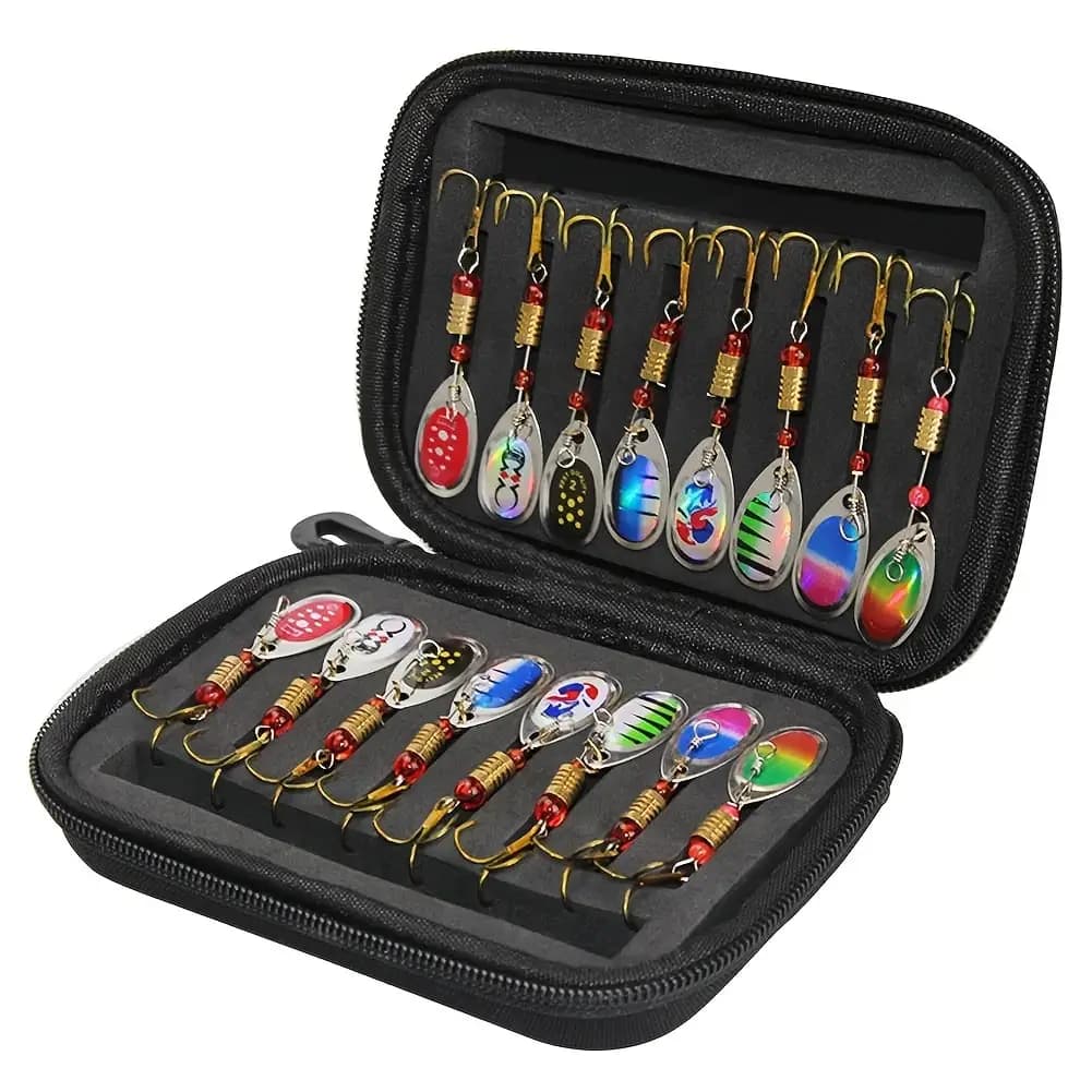 16 pieces Spinner in metal bait artificial bait SpinnerBait for trout fishing with pike with fishing bag