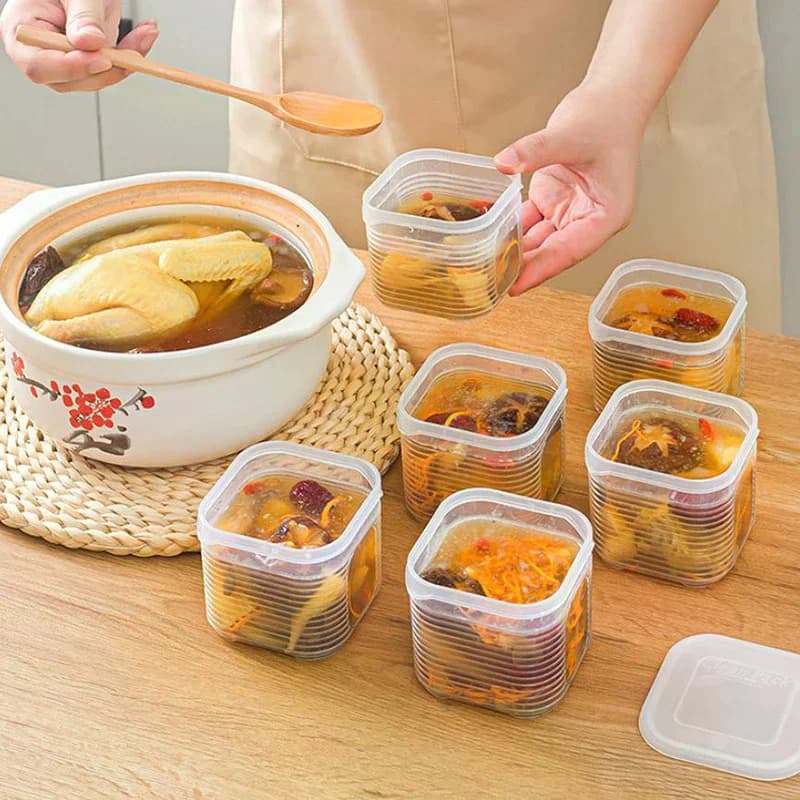 Food Storage Container 6 Grids Vegetable Fruit Fresh-keeping Box With Lid For Refrigerator Kitchen Spice Seasoning Storage Jar