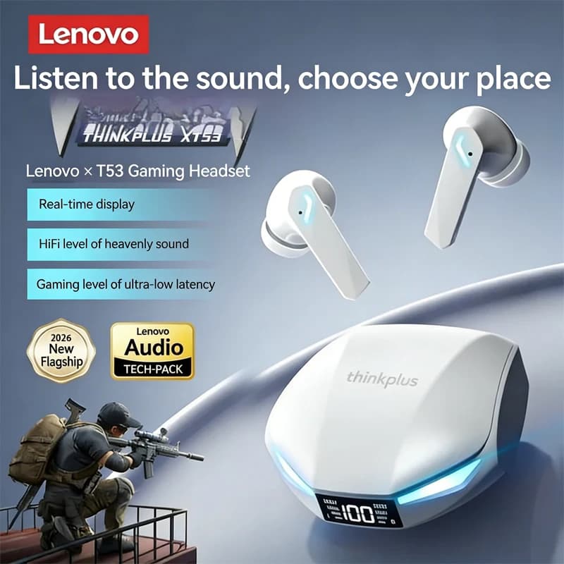 Nuovi auricolari Bluetooth wireless Lenovo XT53, cuffie da gioco a bassa latenza, suono di qualità HIFI, auricolari con cancellazione del rumore e voce HD