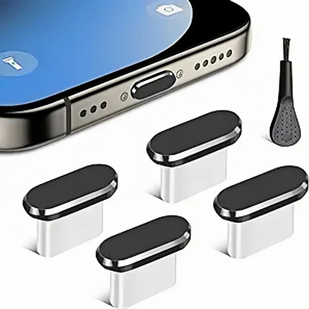 4 pcs USB C dust cap with brush for cleaning Anti USB-C plug charging port cover caps for Samsung Xiaomi all type C phones