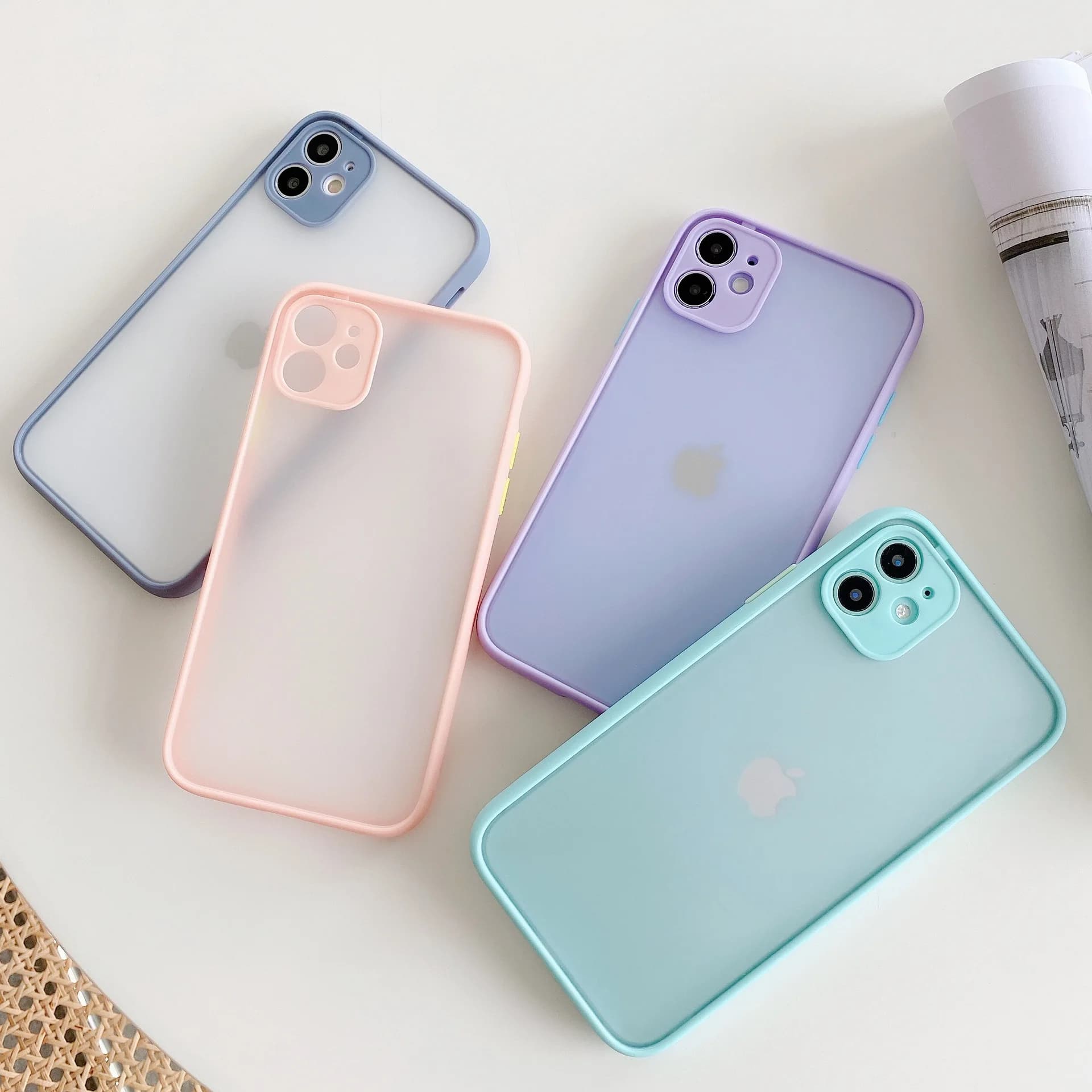 Custodia per telefono con paraurti semplice opaca per iPhone 17 16 15 14 11 12 13 Pro Max Cover XR XS X 15 8 Plus Custodie in silicone morbido antiurto