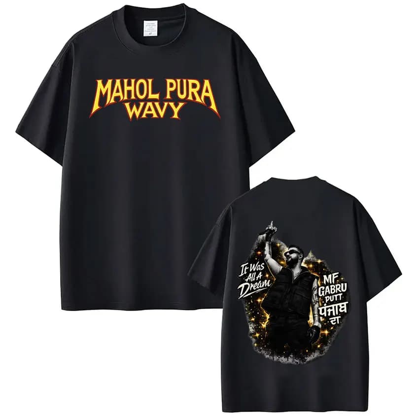 T-shirt Grafica Rapper Karan Aujla P-POP Culture Tour 2026, Maglietta Pop Musicale Uomo Donna, T-shirt Moda Larga in Cotone Stile Harajuku