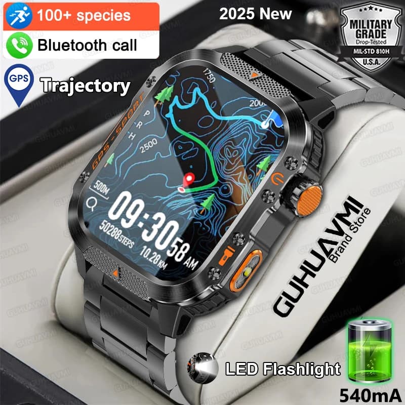 Nuovo Smartwatch Militare 2025 con GPS Integrato, Bussola, Altimetro Barometrico, Impermeabile IP69K, Fitness, Chiamate HD, Orologio Intelligente per Uomo