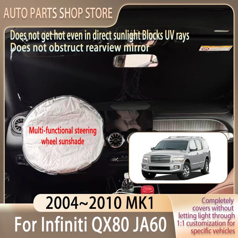 Per Infiniti QX80 2004~2010 09 Parasole per volante, accessori auto estivi rinfrescanti, parasole anteriore per parabrezza, isolamento termico