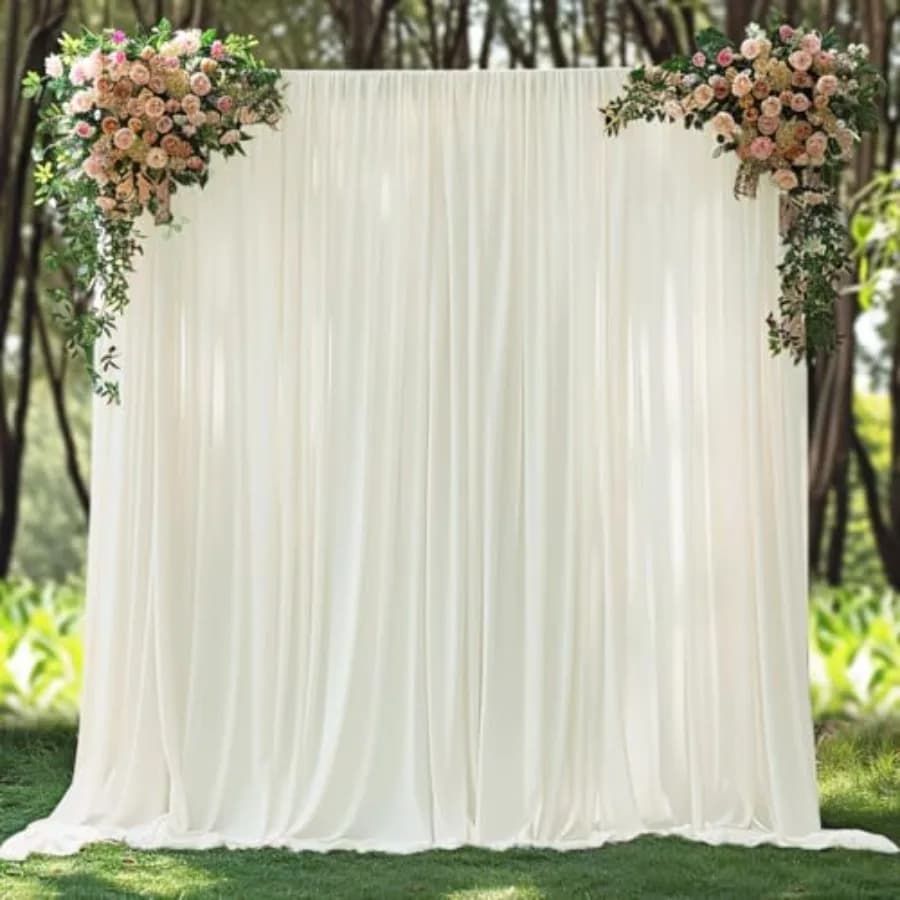 Tenda per sfondo fotografico: tessuto avorio antipiega, drappeggio morbido, dimensioni 40x10 piedi, ideale per matrimoni, compleanni, fotografia, 8 pannelli