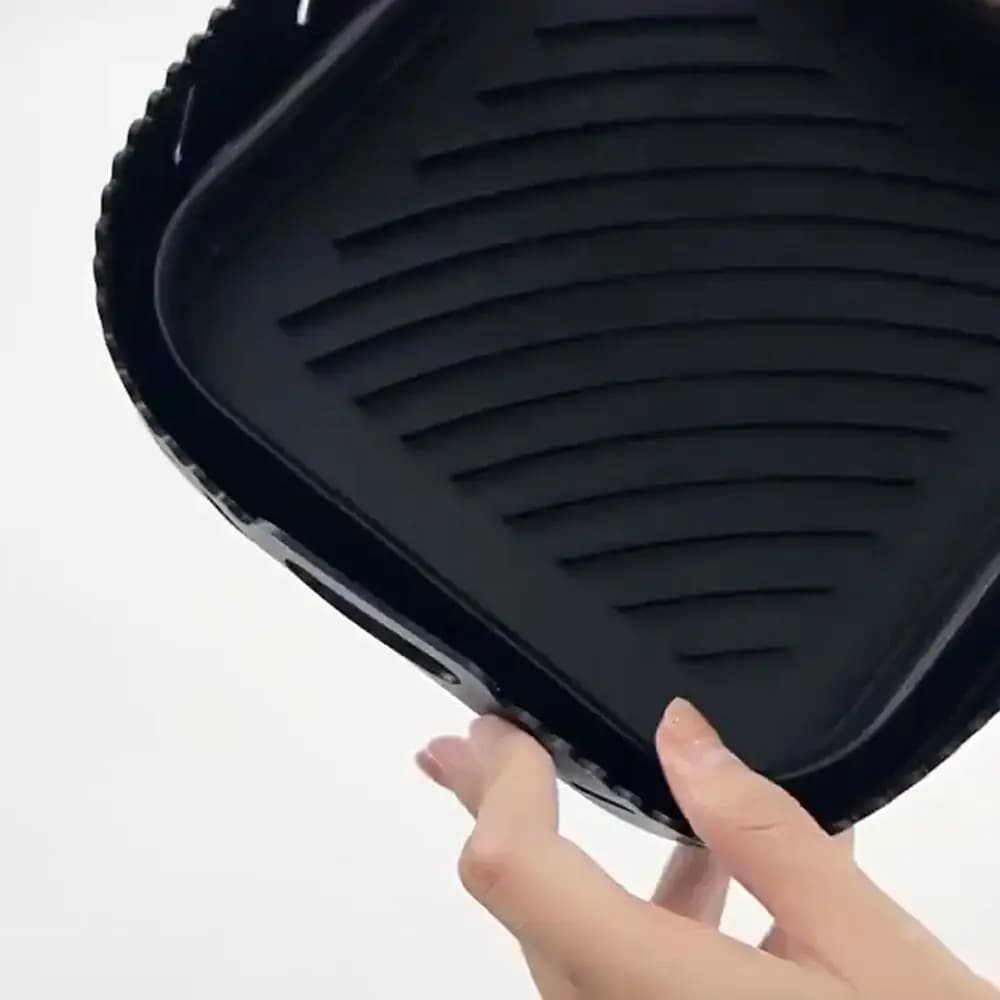 Tappetino Separato in Silicone per Friggitrice ad Aria, Quadrato e Rotondo, Pieghevole, Multiuso, Antiscivolo