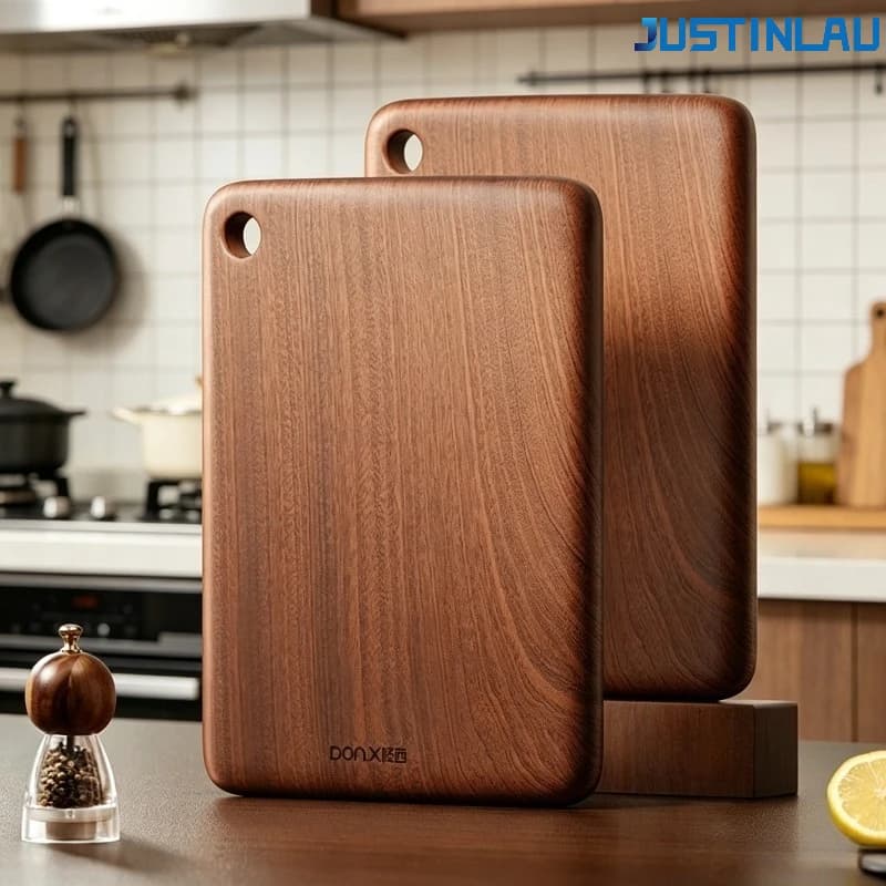 JUSTINLAU Tagliere in Legno Anti-Muffa in 4 Misure, Tagliere da Cucina in Legno Massello, Tappetino per Tagliare la Pizza di Grado Alimentare per Casa e Cucina