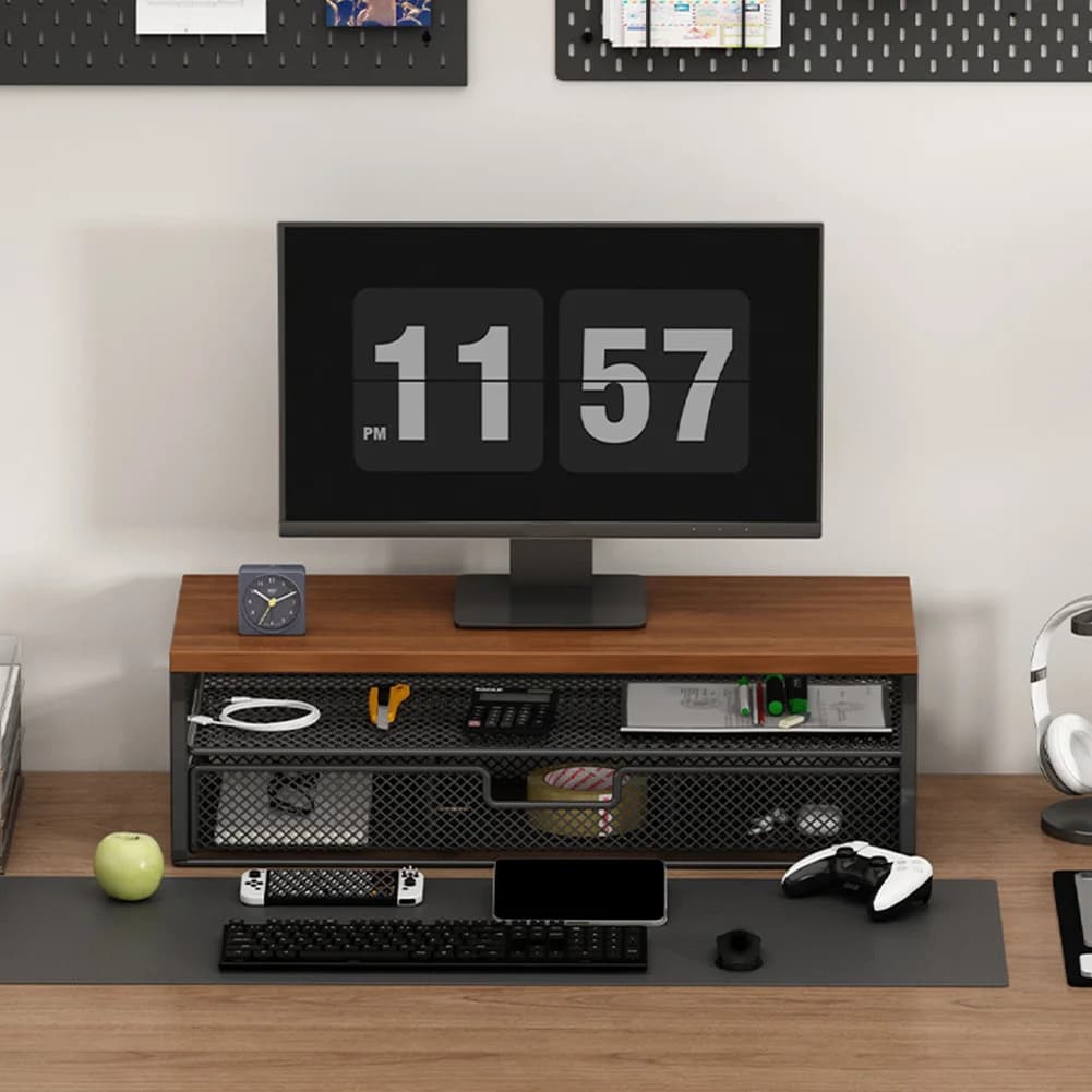 Support for 2 Level Monitors with Drawer, Desk Lift, Office Accessories