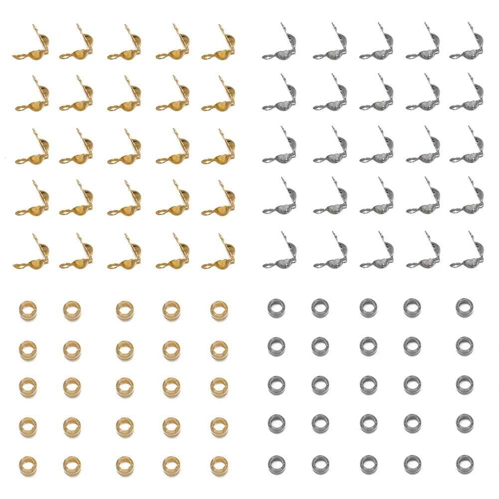 200 pz/lotto Risultati Dei Gioielli Crimp End Perline Connettore Chiusura per Il Braccialetto FAI DA TE Collana Catene Creazione di Gioielli Accessori Forniture