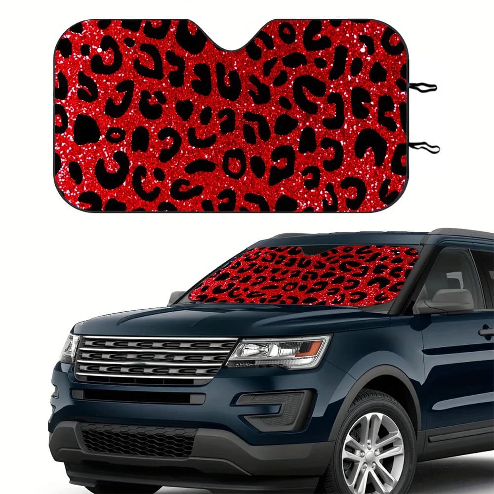 Parasole per parabrezza auto con stampa leopardata, protezione UV e antiabbagliamento - grande copertura pieghevole per parabrezza di camper/SUV