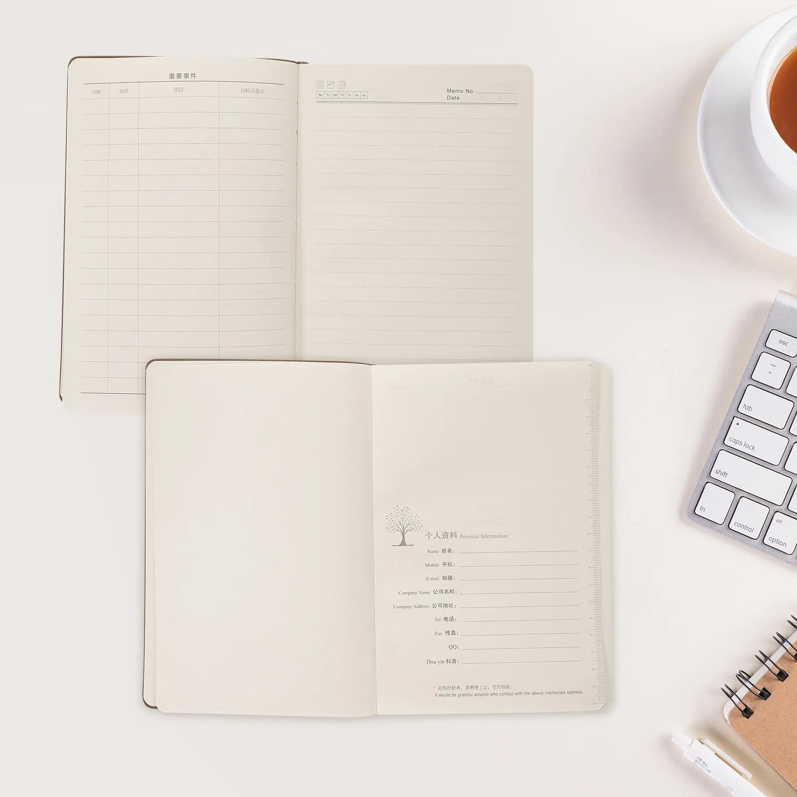 2 pezzi di quaderni per appunti aziendali con copertina in PU, blocco note portatile multifunzione, agenda giornaliera per ufficio, scuola, agenda per studenti