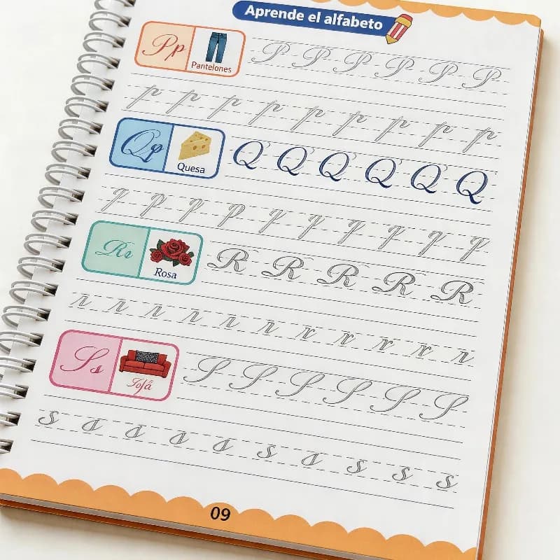 Spanish Alphabet Font Practice Book,alphabet Calligraphy Practice Set,writing Activity Workbook,writing Groove Practice Book