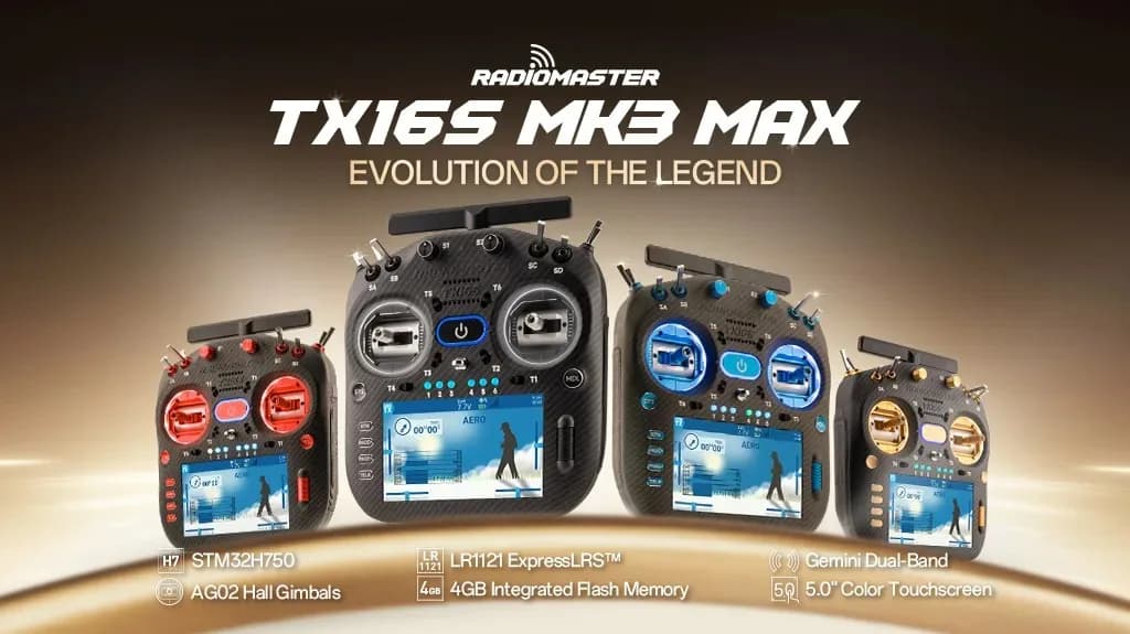 Radiomaster TX16S MK3 MAX ELRS - 2.4GHz 16CH Radio Transmitter with AG02 Metal Gimbal for FPV Drone Racing