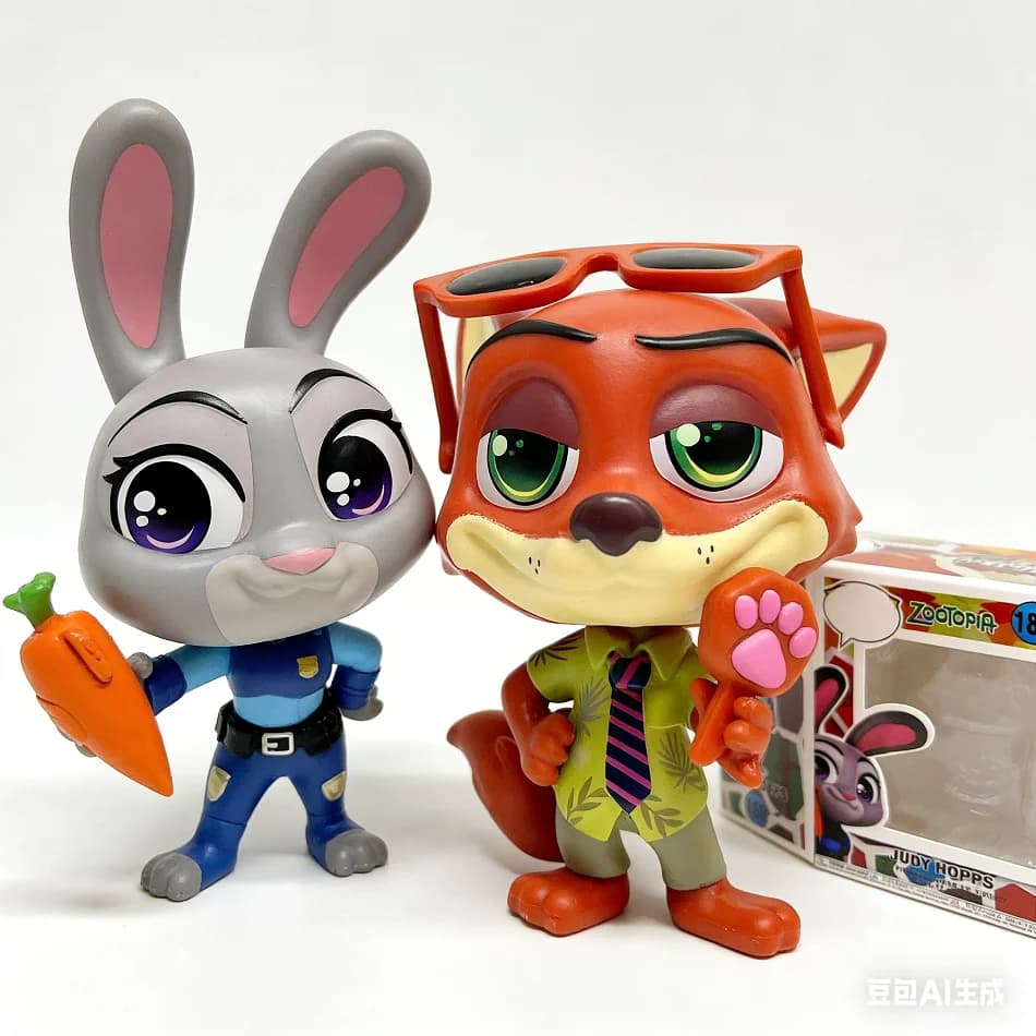 Zootopia Judy Rabbit Nick Fox Modello fatto a mano Simpatico cartone animato Anime periferico Modello da collezione Giocattolo Regalo di compleanno a sorpresa