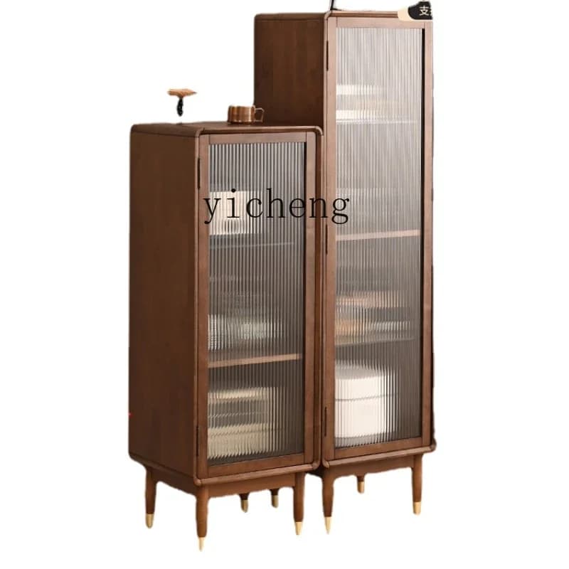 Credenza in legno massello Vetrina da parete per soggiorno con porta in vetro semplice e moderna