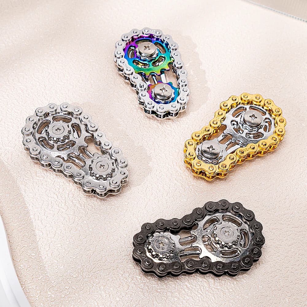 Fidget Spinner a Forma di Catena di Bicicletta in Metallo, Giocattolo Antistress EDC Durevole per Alleviare l'Ansia