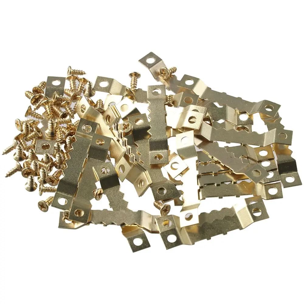 Hanging hook for golden frame small saw tooth with hook screws for photo metal hanging hook for artwork, paintings, clock