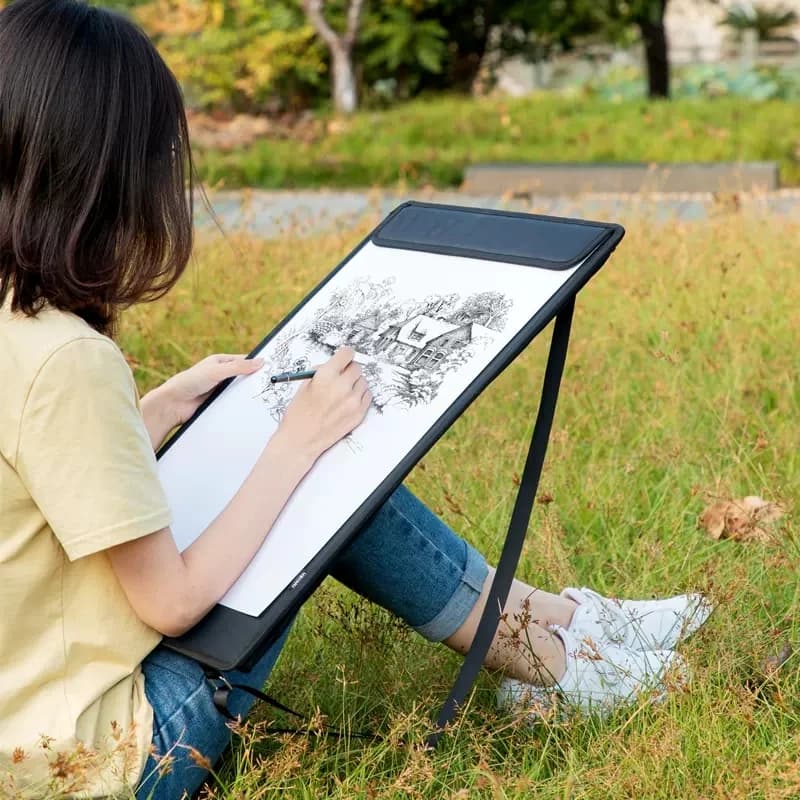 Tavoletta da Disegno Portatile Deli con Zaino Portaoggetti, Tavoletta Magnetica A3 per Schizzi all'Aperto, Lavagna Portatile per Bambini