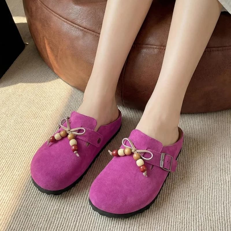 Retro Women's Shoes Luxury Genuine Leather Mueller Slippers for Woman Comfort Vacation Casual Shoes Designer Shoes Zapatos Mujer