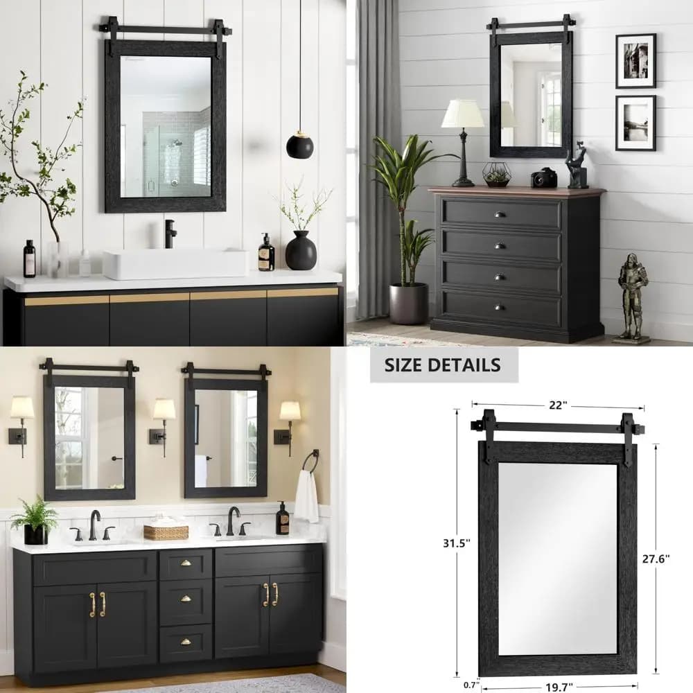 Specchio da bagno rustico stile fienile occidentale 22x32 pollici, specchio da parete sopra il lavandino per l'arredamento della fattoria