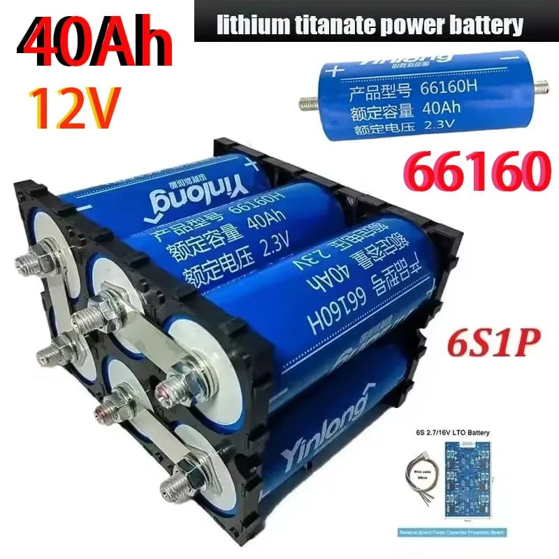 Batteria al Titanato di Litio 12V 40AH 66160, Nuova, LTO Yinlong 6S1P 10C, Alta Potenza per Altoparlanti Elettrici Marini RV, UPS, Avviamento Auto