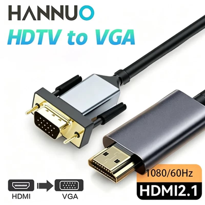 Cavo HANNUO da HDMI a VGA Adattatore HDMI compatibile con VGA Connecto Line 1080P per PC portatile compatibile con computer portatili