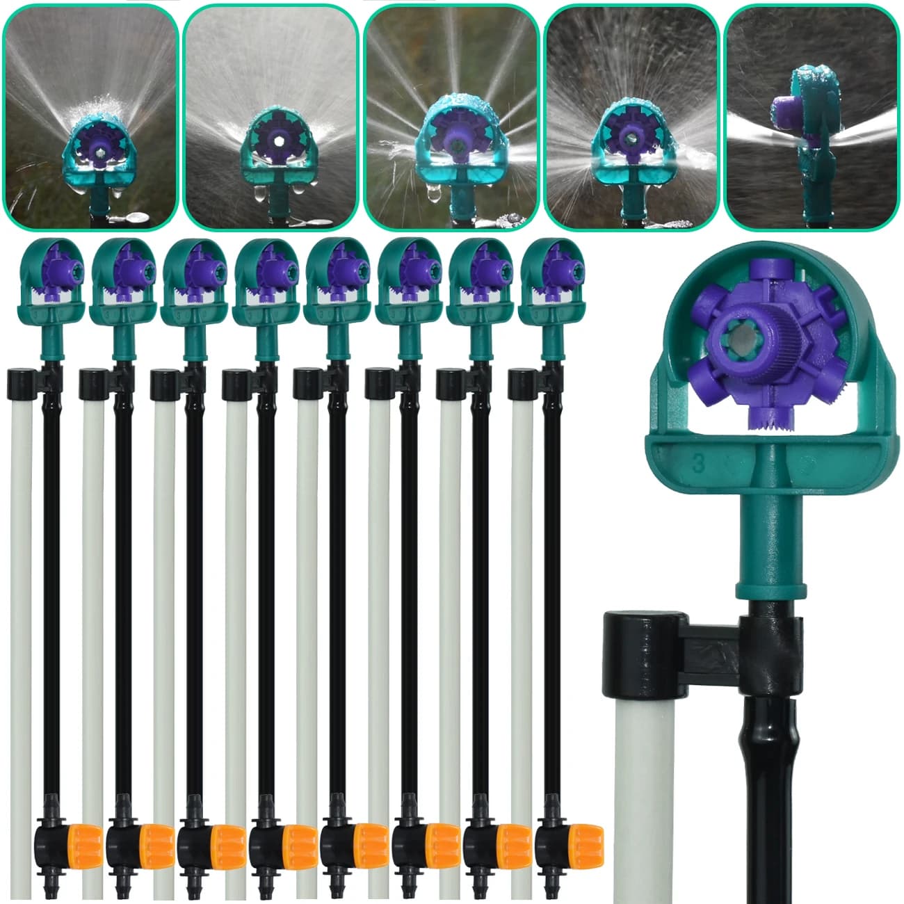 Irrigatore a goccia KESLA da 1/4'' con attacco a 6 angoli regolabile su paletto per kit sistema di irrigazione giardino, bonsai, serra