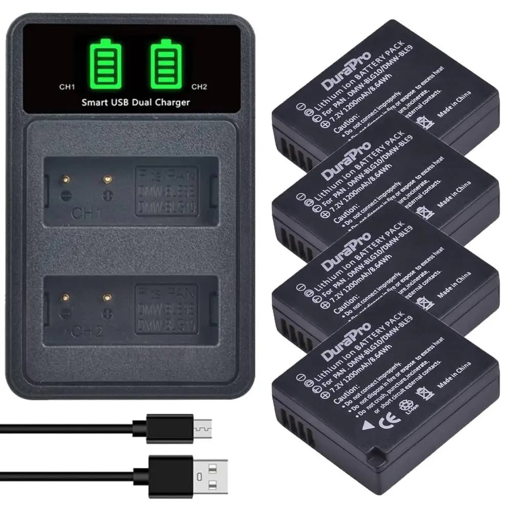 Durapro DMW BLG10E BLG10 BLE9E BLE9 DMW-BLG10 DMW-BLE9 Battery + Charger for Panasonic LUMIX DMC-GF5 GX7 LX100 GX80 GX85