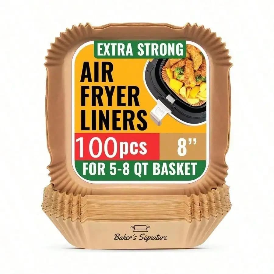 100 pezzi di carta usa e getta per friggitrice ad aria, ideali per friggere pollo, ali, patatine fritte, prevengono schizzi di olio, per cucina con friggitrice ad aria.