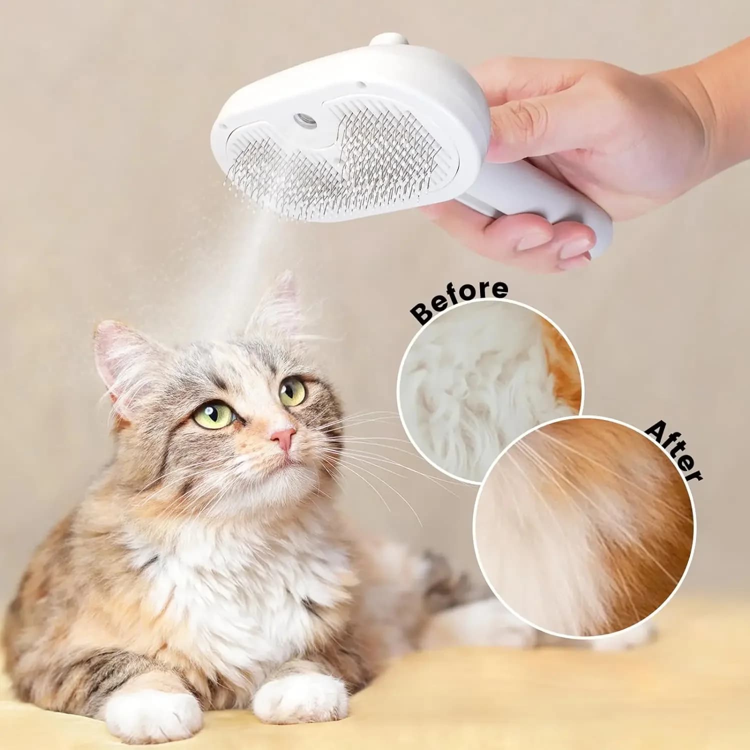 Spazzola a Vapore per Toelettatura Animali Domestici Migliorata, Rimozione Peli Fluttuanti, Pulizia e Styling per Cani e Gatti