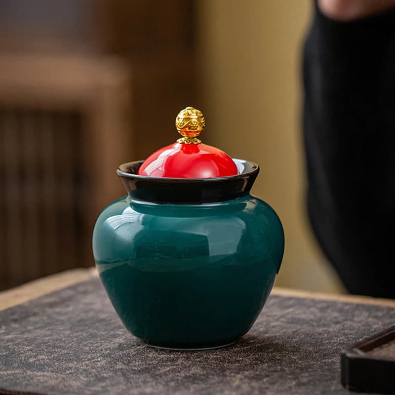 Tea Pot Ceramic Sealed Food Household Pu'er Black Storage Kitchen Container